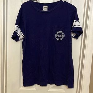 Dark blue oversized Victoria’s Secret tee.